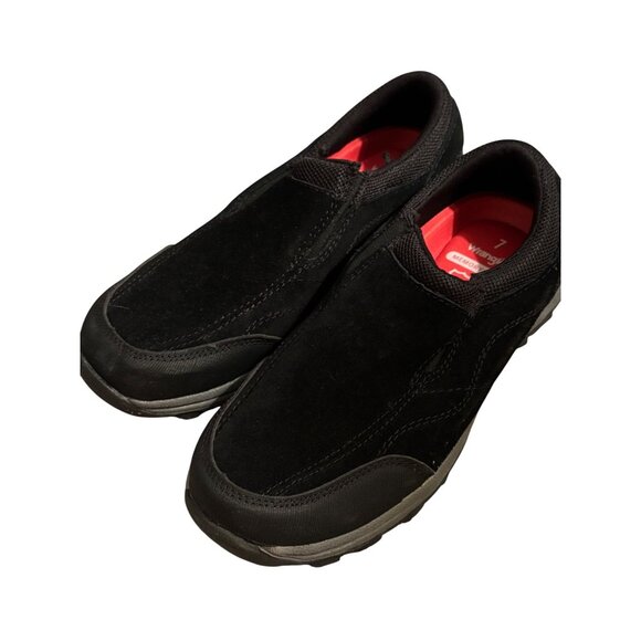Wrangler Memory Foam Suede Slip-On Shoes Black Size 7 Comfort Travel Athleisure - Picture 1 of 7